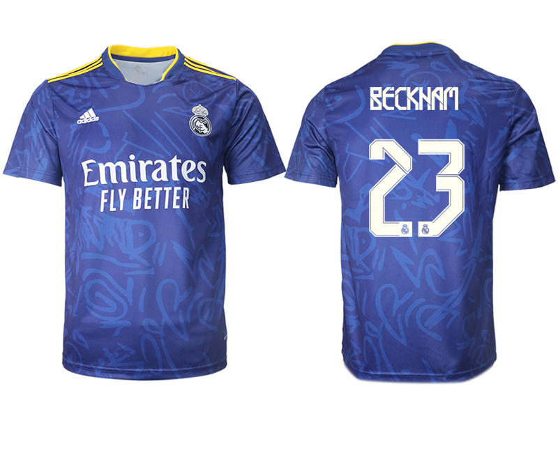 Cheap Men 2021-2022 Club Real Madrid away aaa version blue 23 Soccer Jersey